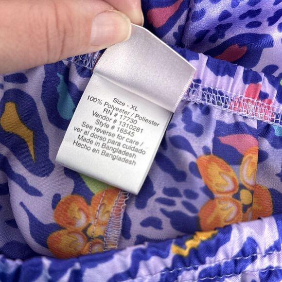 Vintage New Xhilaration 2001 Y2k Satin Pajama Pants Juniors XL Purple Animal NOS - Picture 8 of 8